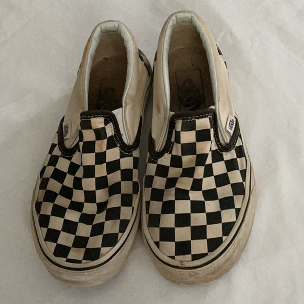 Vans Checkered Slip-On Sneakers - Black and Cream